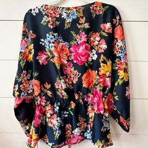 Chaps Black Floral Women's Blouse